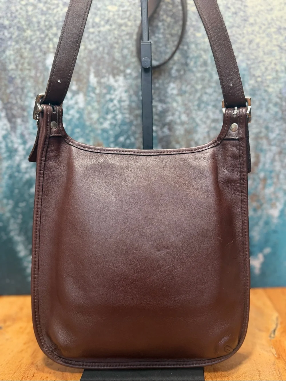 Coach Rare Vintage 1999 Made in USA Slim Hippie Flap Bag Chocolate Brown
